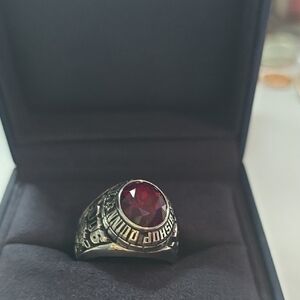 Men's Silver Ring with Red Gemstone